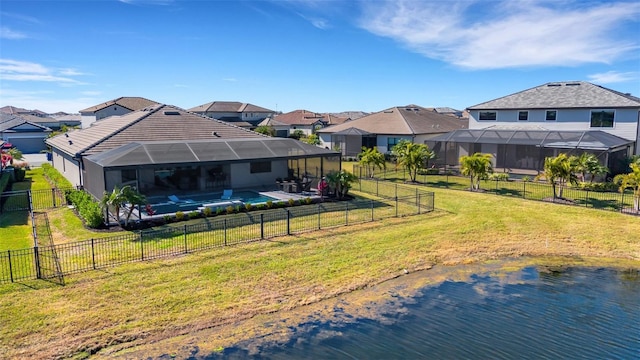 5035 Seafoam Trl, Bradenton, FL 34211 - back of house with a residential view, a patio area, a lanai, and driveway