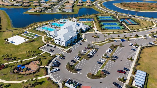 5035 Seafoam Trl, Bradenton, FL 34211 - aerial overview of property's location featuring a large body of water and a pool area