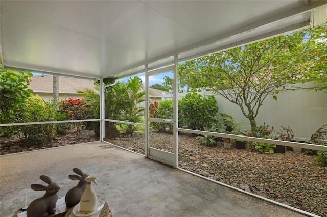 view of unfurnished sunroom