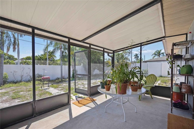 view of unfurnished sunroom