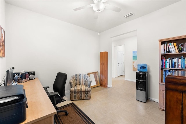 office featuring ceiling fan