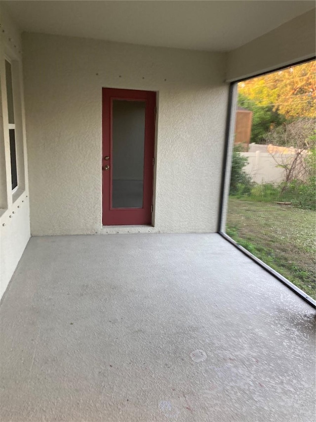 view of unfurnished sunroom