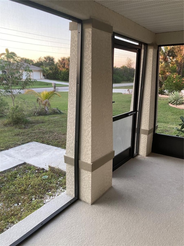 view of unfurnished sunroom