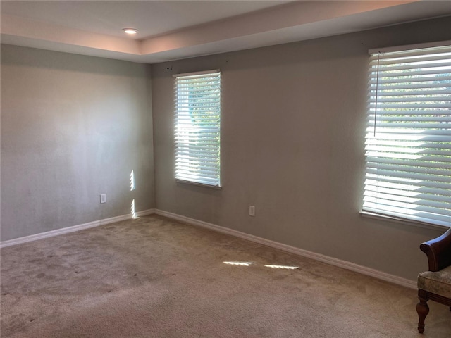 carpeted spare room with baseboards