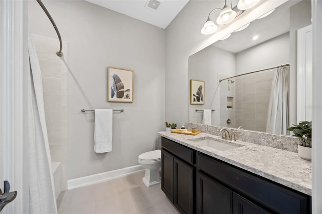 full bathroom with vanity, toilet, and shower / bath combo