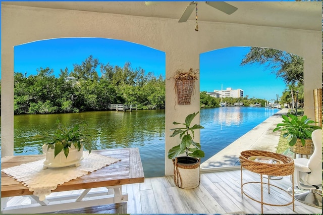 view of dock featuring a water view