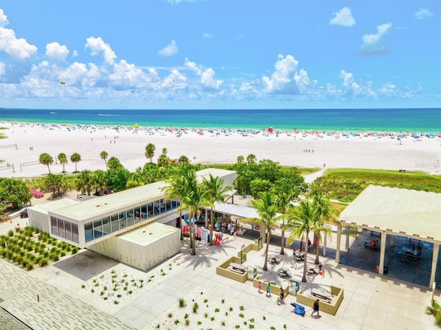 view of water feature with a beach view