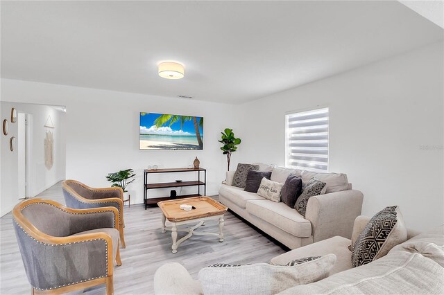 living room with wood-type flooring