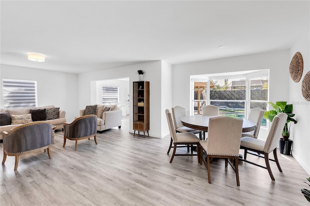 dining room with light hardwood / wood-style floors