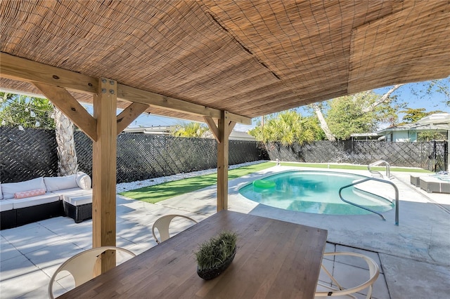 view of swimming pool featuring a patio area and outdoor lounge area