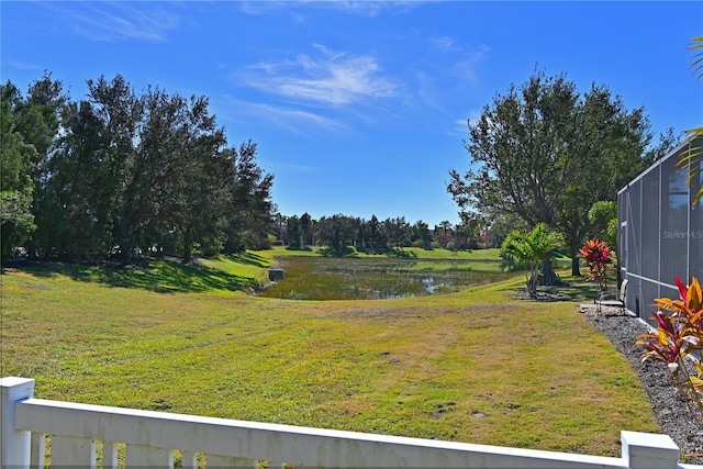 view of yard featuring a water view