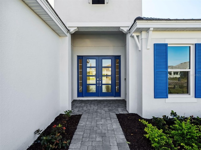 property entrance with french doors