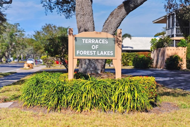 view of community sign