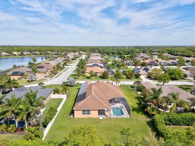 bird's eye view featuring a water view