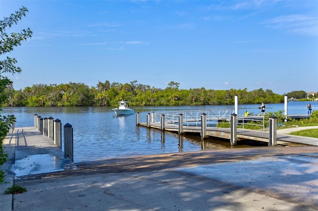 view of dock featuring a water view