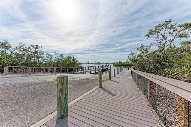 dock area featuring a water view