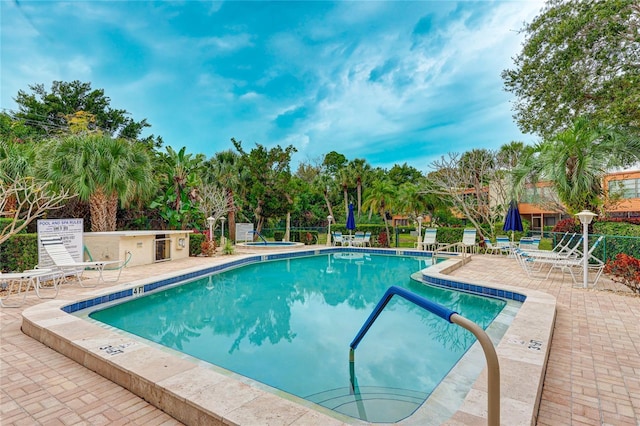 view of pool featuring a patio area