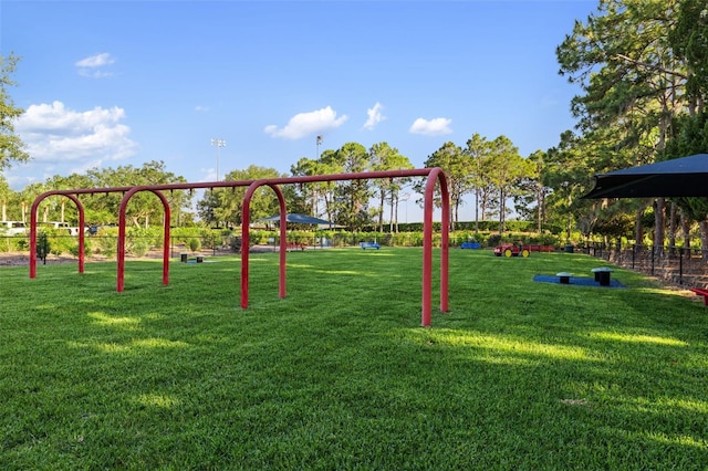 view of playground featuring a yard