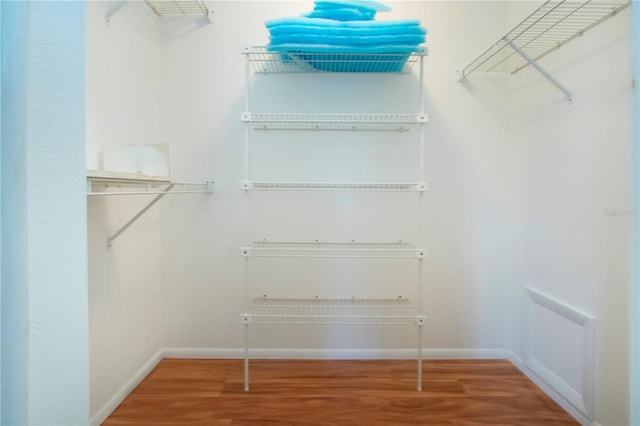 spacious closet featuring hardwood / wood-style floors