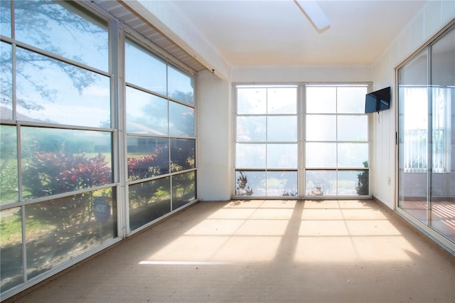 view of unfurnished sunroom