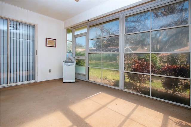 view of unfurnished sunroom