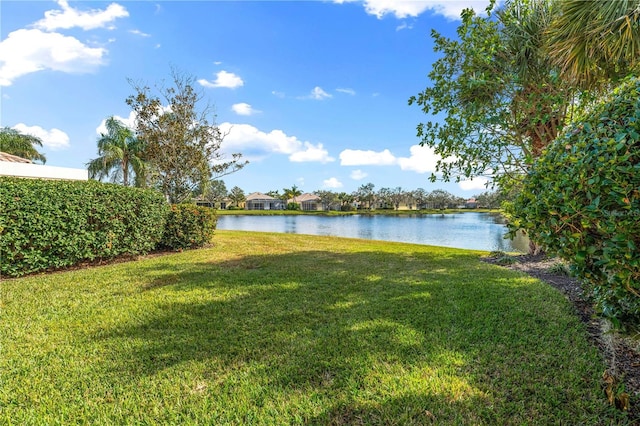 view of yard featuring a water view