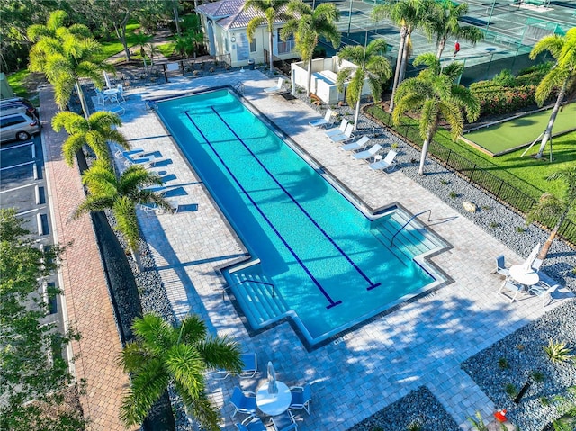 view of pool featuring a patio