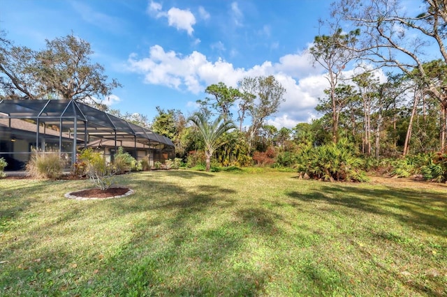 view of yard featuring a lanai