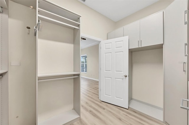 walk in closet featuring light hardwood / wood-style floors