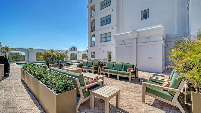 view of patio featuring grilling area and an outdoor living space