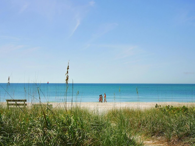 view of water feature with a view of the beach