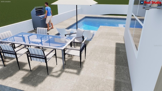 5303 Coral Blvd, Bradenton, FL 34210 - view of pool with outdoor dining space, a fenced in pool, and a patio