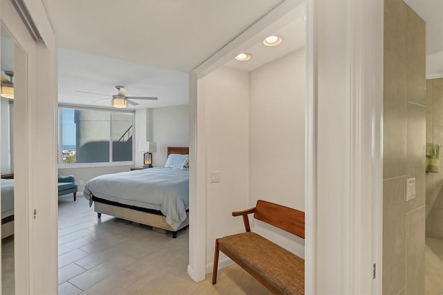 bedroom featuring ceiling fan