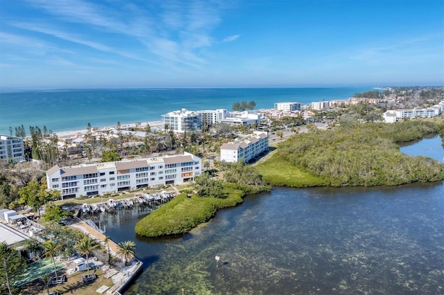 bird's eye view featuring a water view