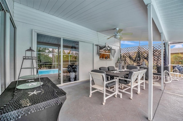 view of patio / terrace featuring ceiling fan