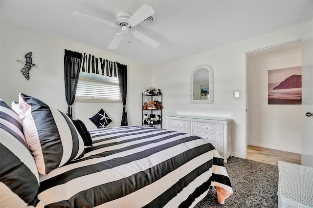 bedroom with carpet and ceiling fan