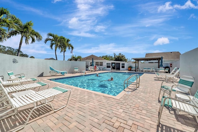 view of pool with a gazebo and a patio area