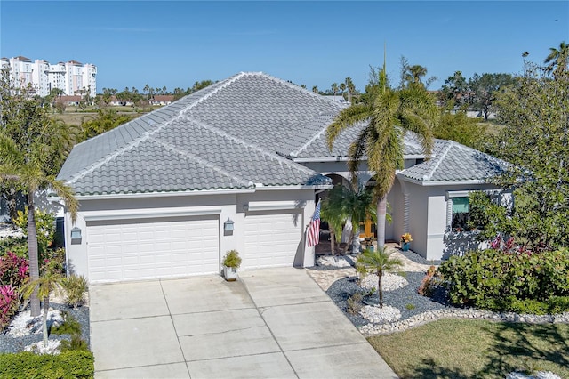 view of front of property with a garage