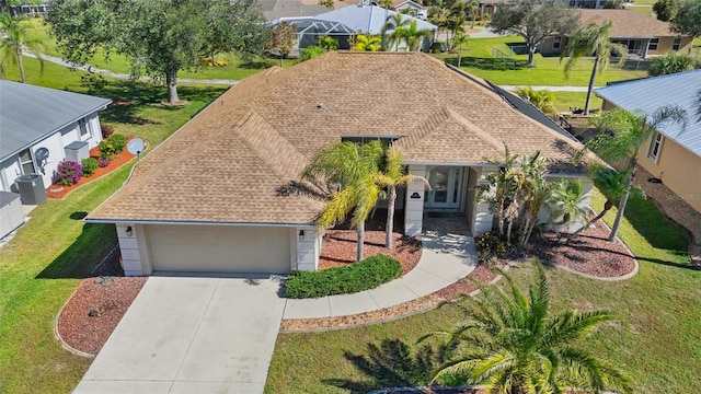 aerial view with a residential view