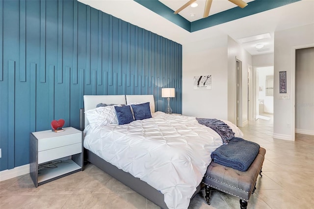 bedroom with light tile patterned floors