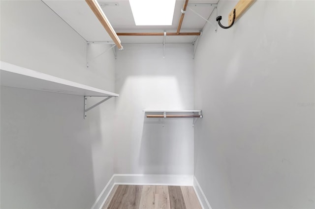 walk in closet with hardwood / wood-style flooring