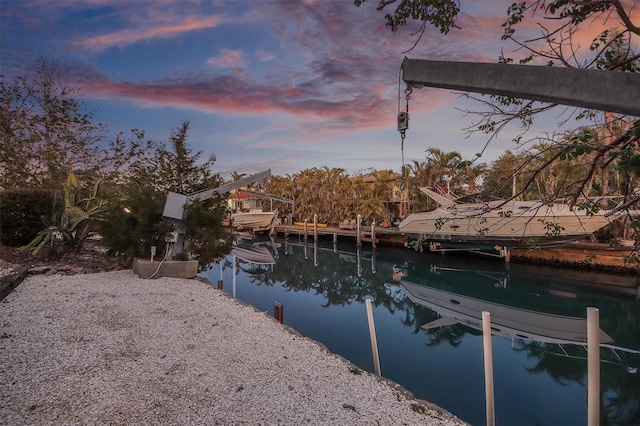 view of water feature featuring a dock