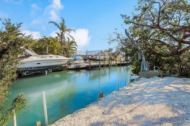 dock area with a water view