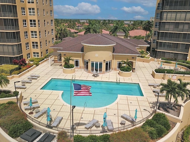 view of pool featuring a patio area