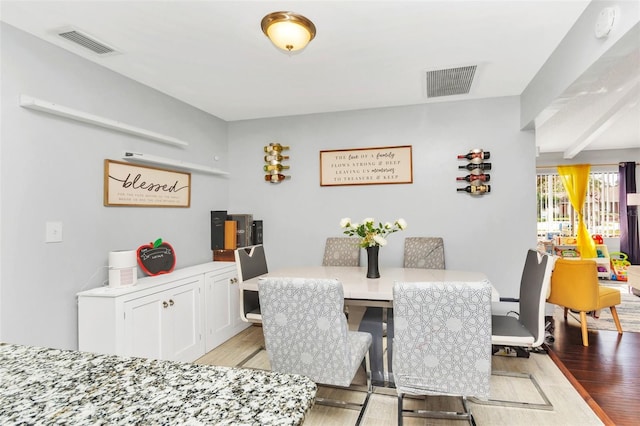 dining room with light hardwood / wood-style floors