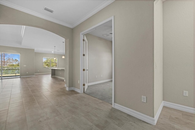 hallway with crown molding