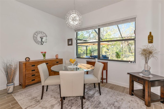 dining room featuring an inviting chandelier