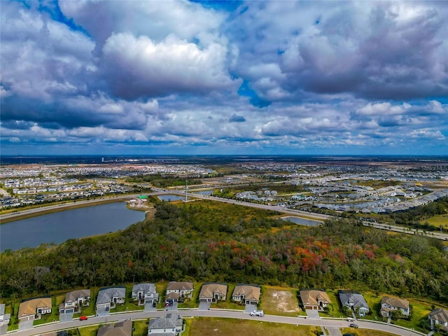 bird's eye view featuring a water view