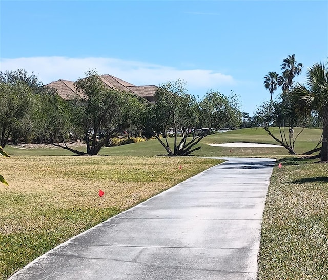 view of home's community with a yard