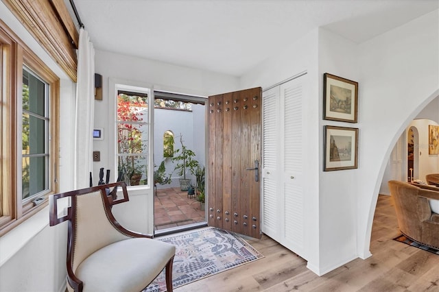 foyer entrance featuring light hardwood / wood-style floors